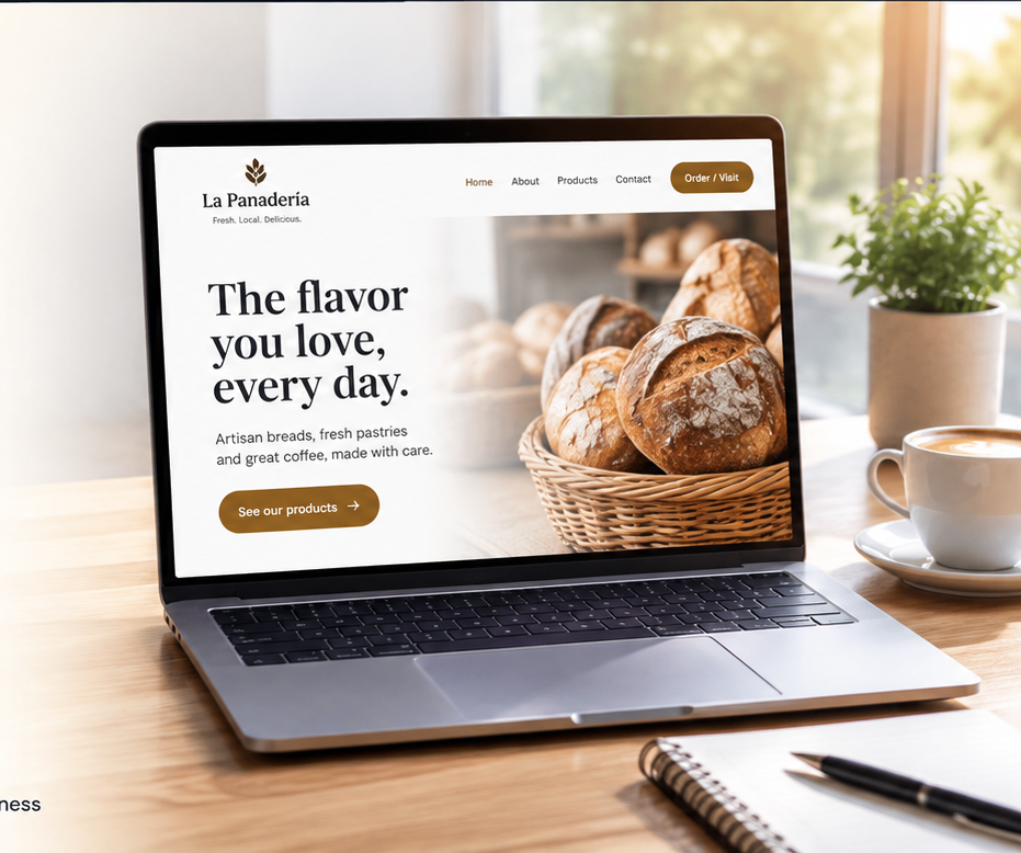 Laptop showing a polished local business website preview